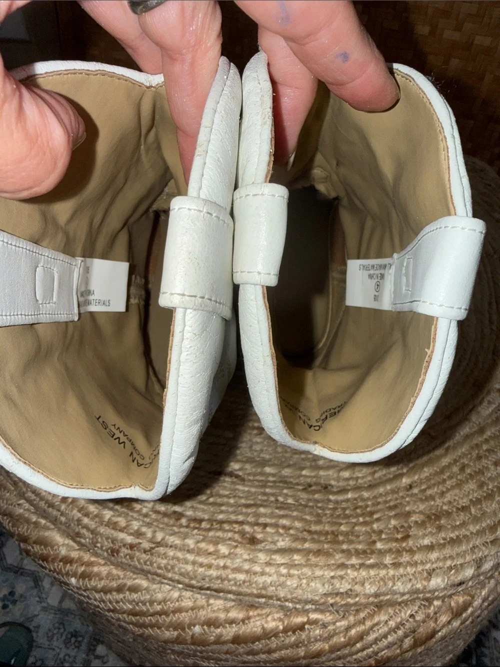 American West White Western Cowboy Boots Silver Toe Size 4